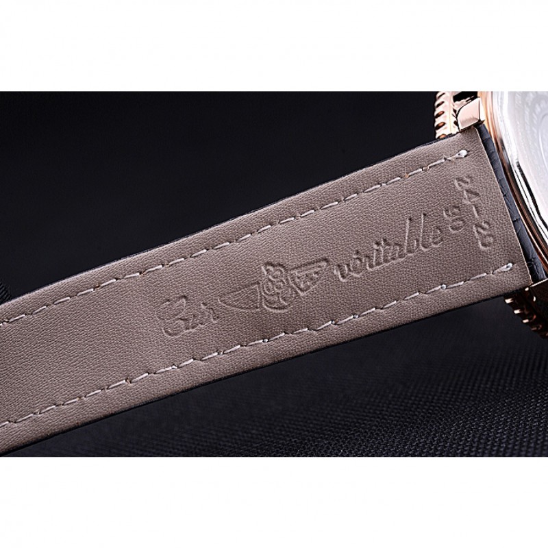 Breitling Navitimer 01 Black Dial Rose Gold Case Black Leather Bracelet 622503 Replica Watches